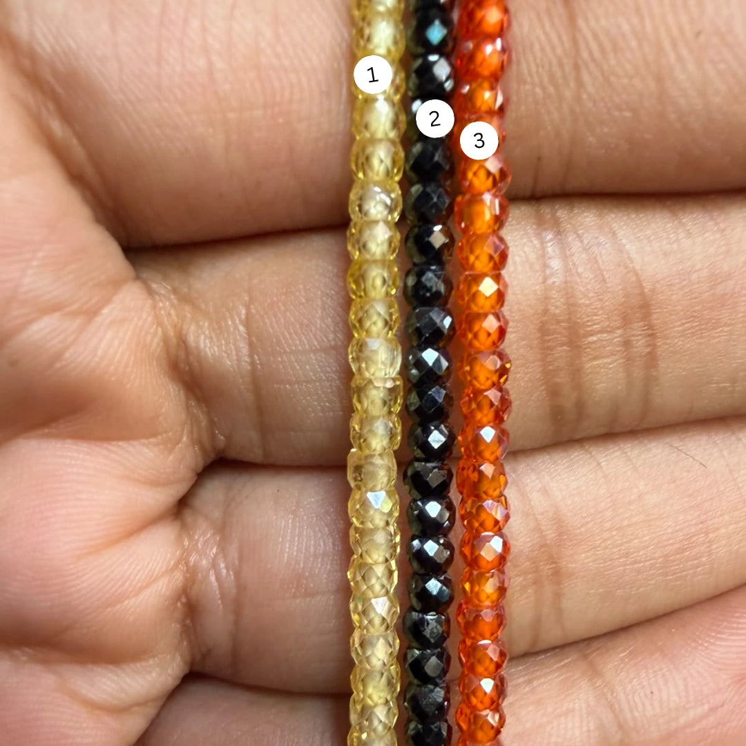 Multi-Shade Color Cubic Zirconia Faceted Beads a Line| 2 × 3 mm