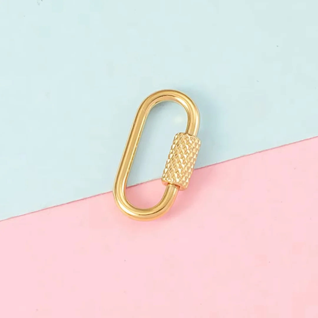 Stainless Steel | Oval Screw Locking Carabiner Clasps | 21 x 10 mm