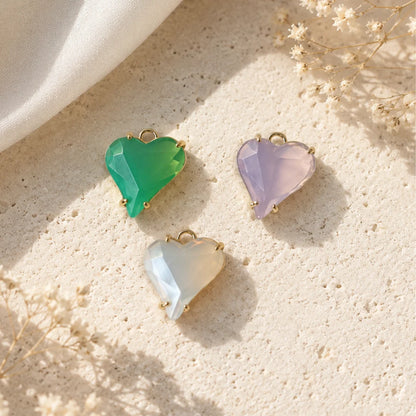 Opal Crystal Glass Heart Charms | 2x1.5 cm