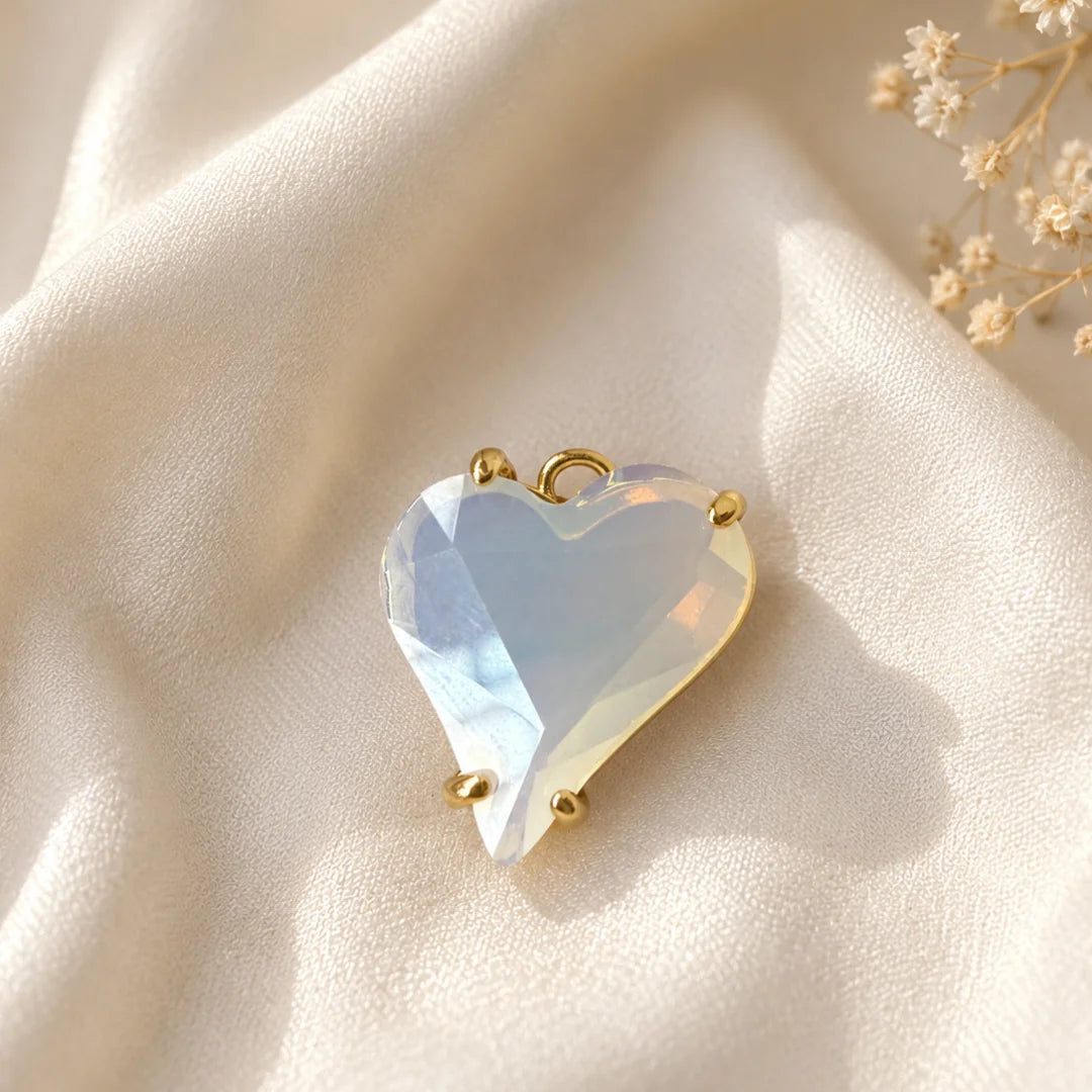 Opal Crystal Glass Heart Charms | 2x1.5 cm