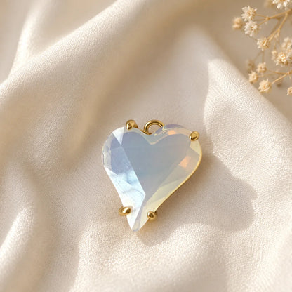 Opal Crystal Glass Heart Charms | 2x1.5 cm