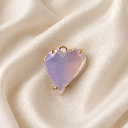 Opal Crystal Glass Heart Charms | 2x1.5 cm