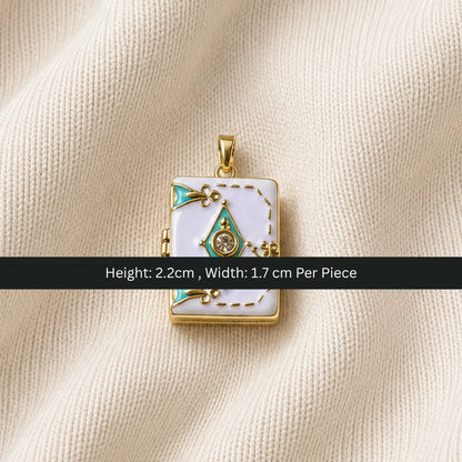 Stainless Steel | Enamel Gold Plated Book Openable Lockets | 2.2x1.7 cm