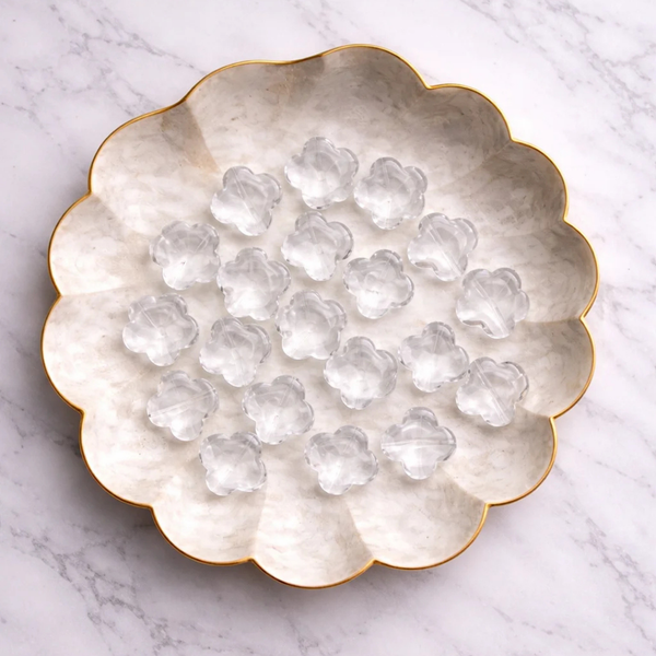 Four Leaf Clover Glass Beads - White