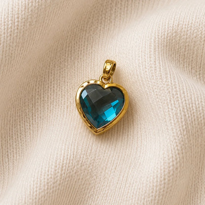 Stainless Steel | Gold Plated Heart Zircon Charms | 9x5 mm