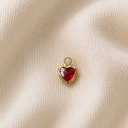 Stainless Steel | Gold Plated Heart Zircon Charms | 9x5 mm