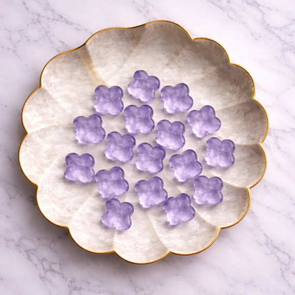 Four Leaf Clover Glass Beads - Lilac