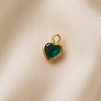 Stainless Steel | Gold Plated Heart Zircon Charms | 9x5 mm