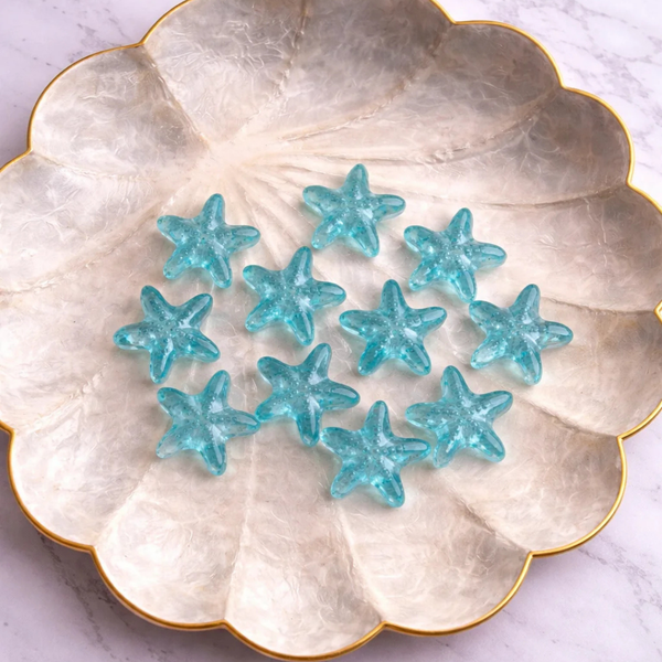 Star Fish Glass Beads - Ice Blue