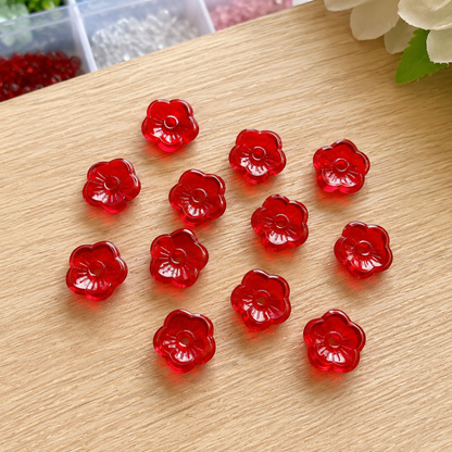 Five Petal Cherry Blossom Flower Glass Beads