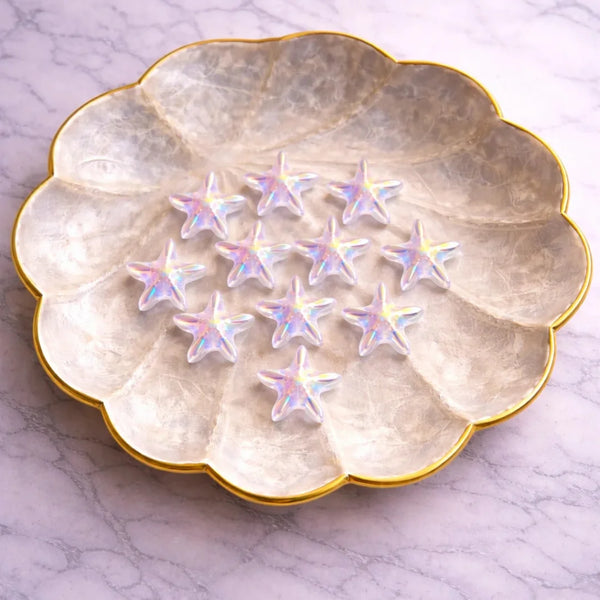 Star Fish Glass Beads - Iridescent White