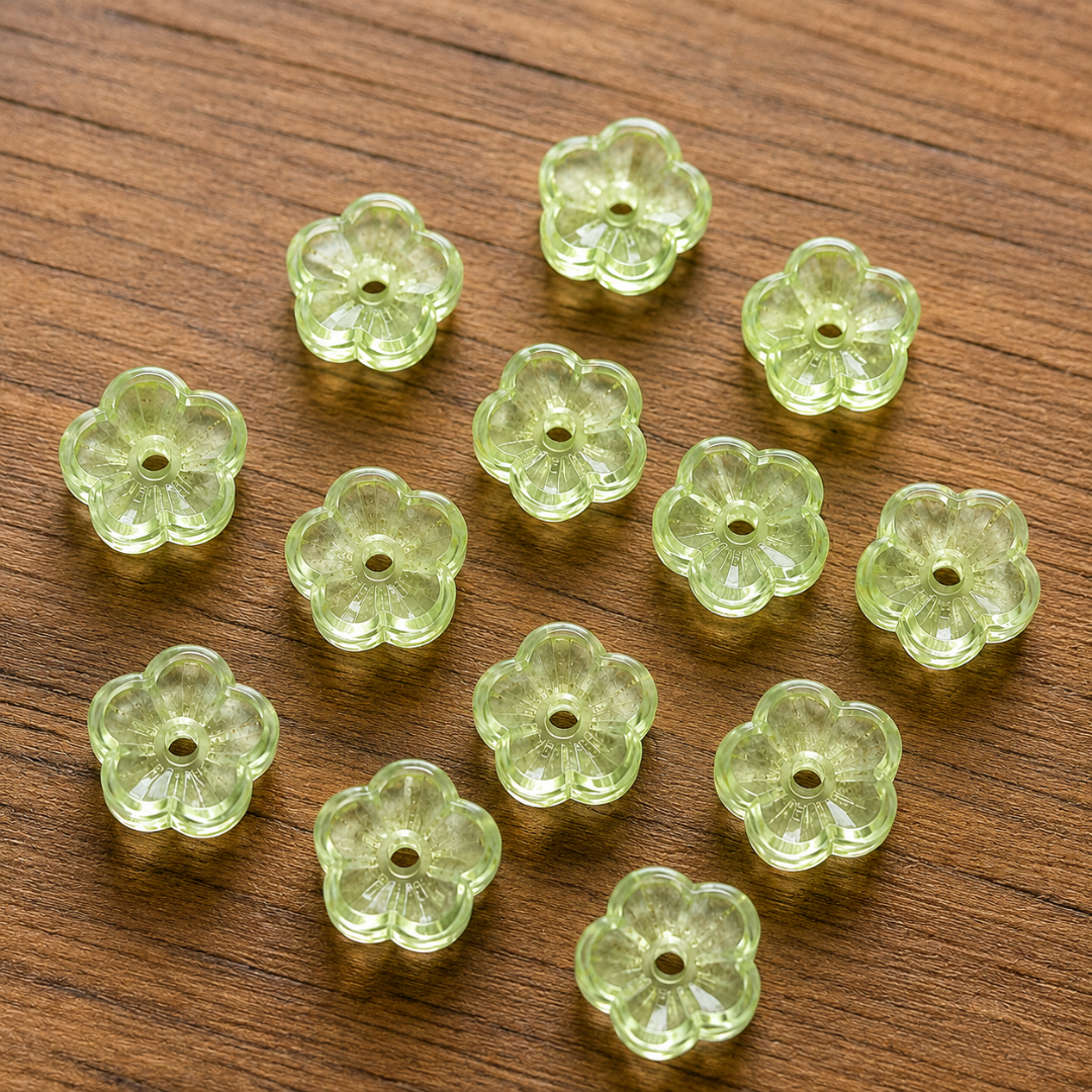 Five Petal Cherry Blossom Flower Glass Beads