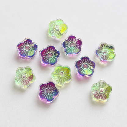Five Petal Cherry Blossom Flower Glass Beads