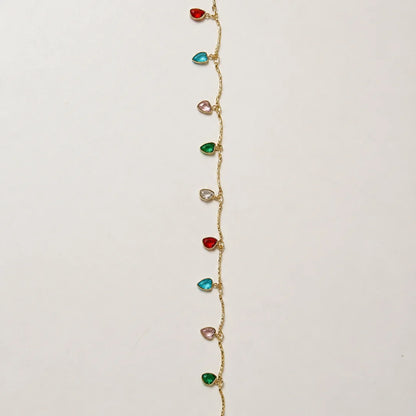 1 Ft Stainless Steel | 18K Gold Plated Chain with Colourful Crystal Heart Charms