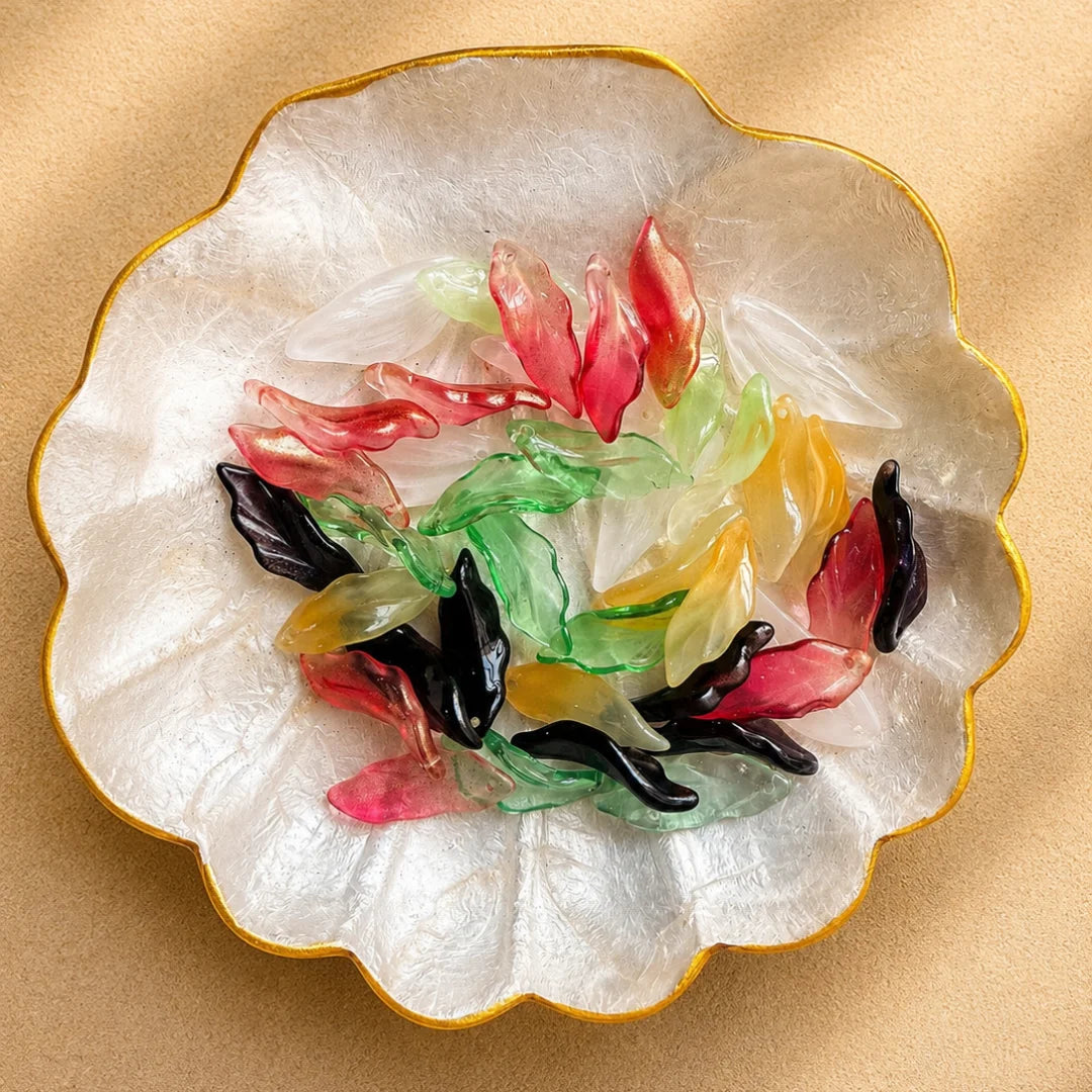 Sea Grass Leaf Double Color Gradient Glass Beads