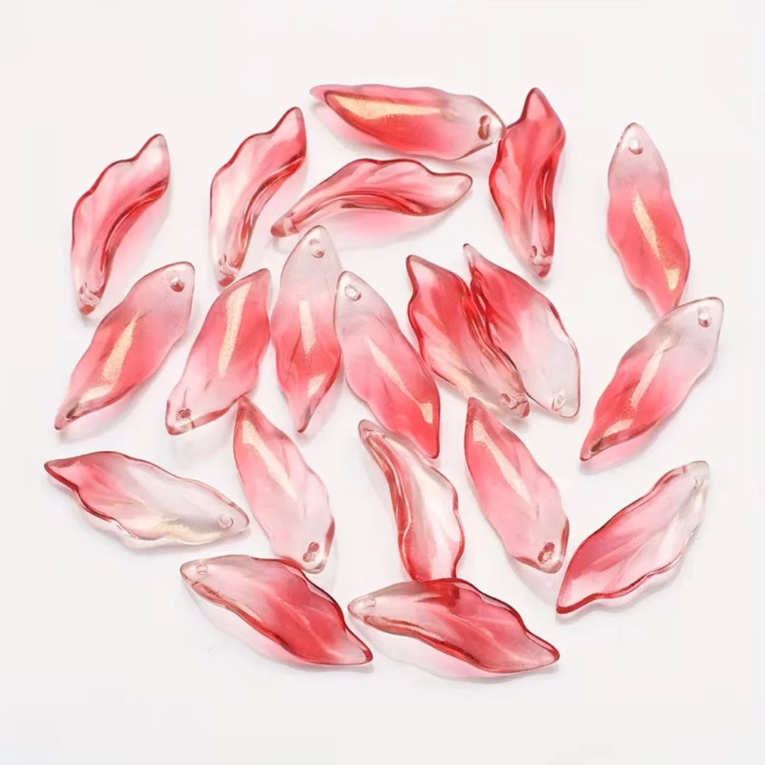 Sea Grass Leaf Double Color Gradient Glass Beads