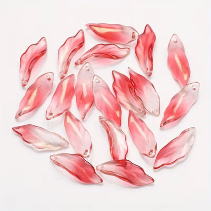 Sea Grass Leaf Double Color Gradient Glass Beads