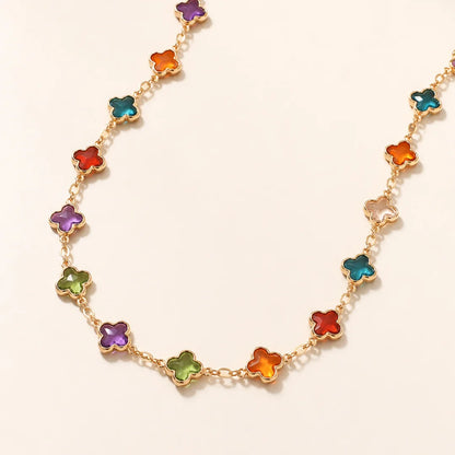 1 Ft Stainless Steel | Shein Multicolored Clover Shaped Stone Chain | 1x1 cm