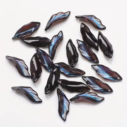 Sea Grass Leaf Double Color Gradient Glass Beads
