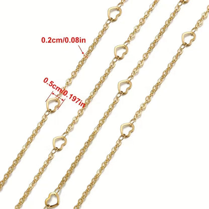Stainless Steel | 2 mm |  Hollow Love Heart Circle Cross Chain | 1 Ft Length