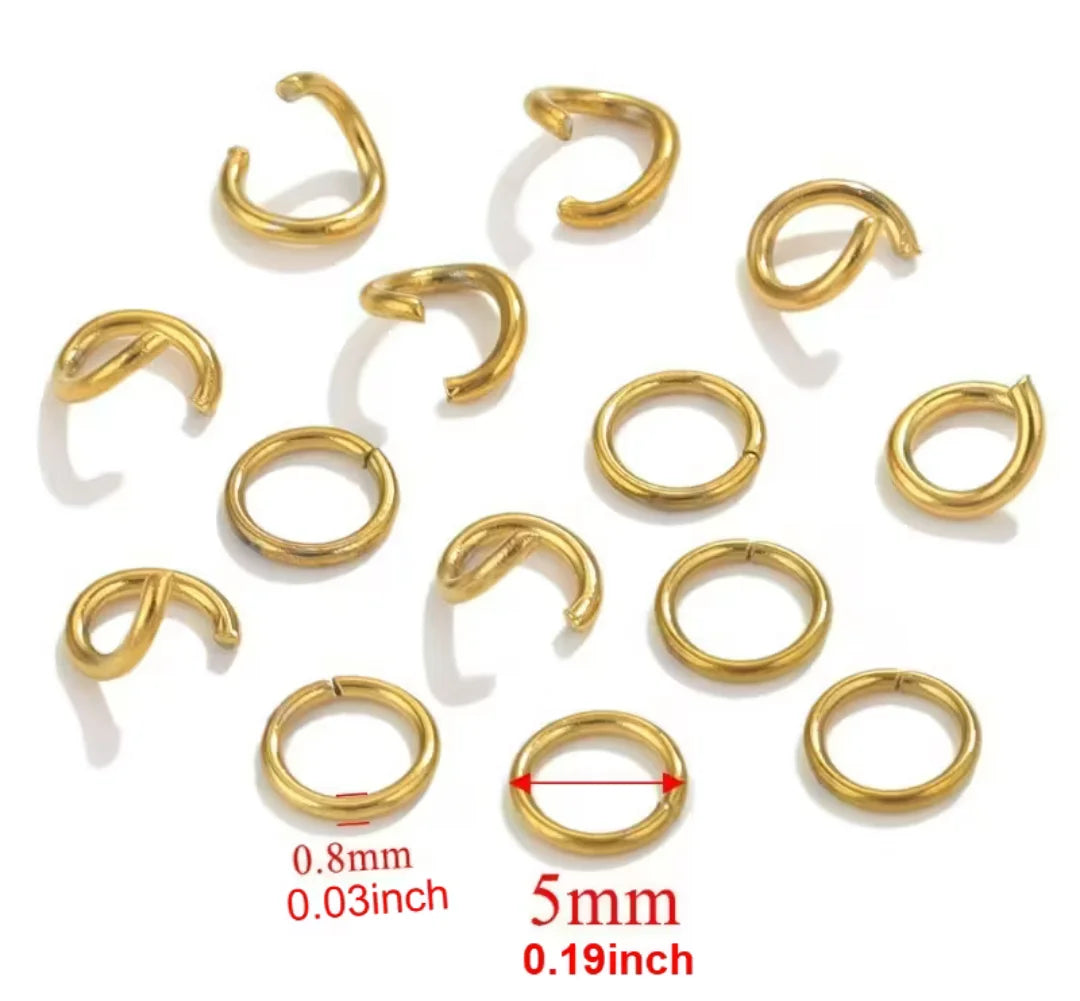 Stainless Steel | 5mm | Golden Plated Round Jump Rings