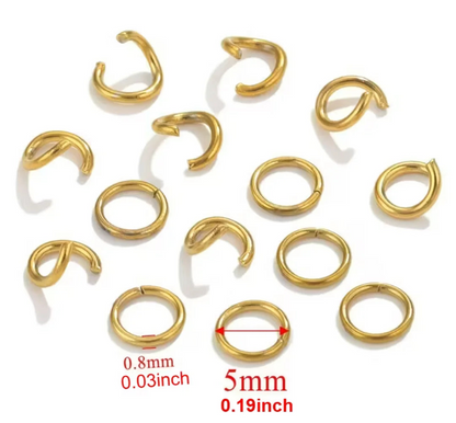 Stainless Steel | 5mm | Golden Plated Round Jump Rings