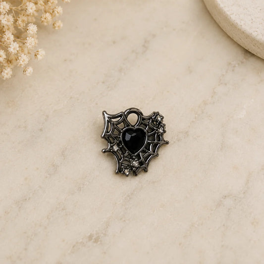 Stainless Steel | Heart Charm With Spiderweb Design | 1.5x1.5