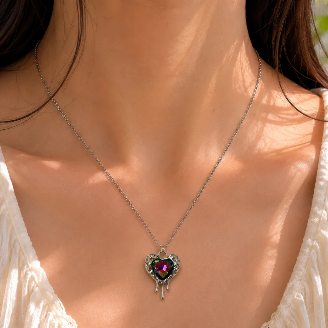 Anti Tranish | Melting Heart with Dichroic Stone Charm