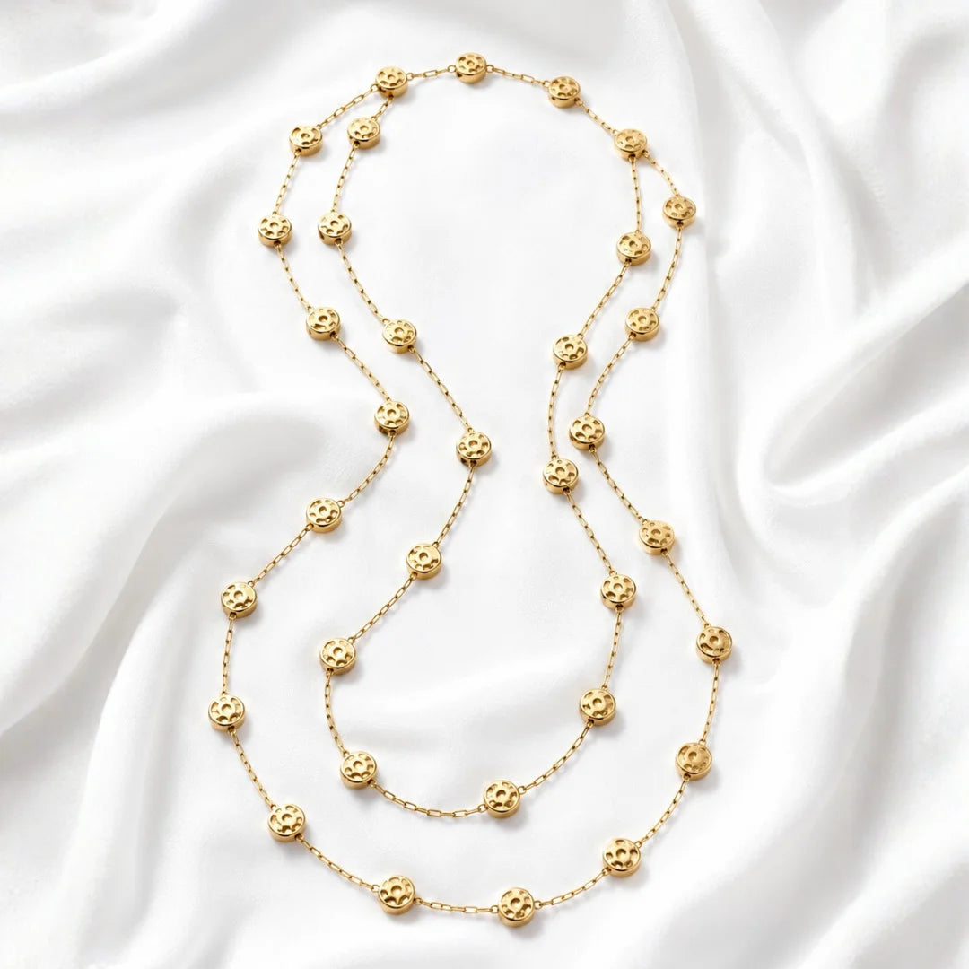 1 Ft Stainless Steel | 18K Gold Plated Link Chain with Small Rounded Coin Charm | 6x6 mm