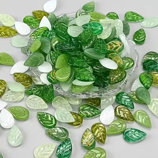 Green Glass Leaf Beads