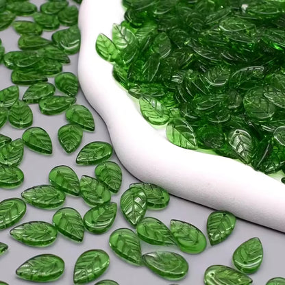Green Glass Leaf Beads