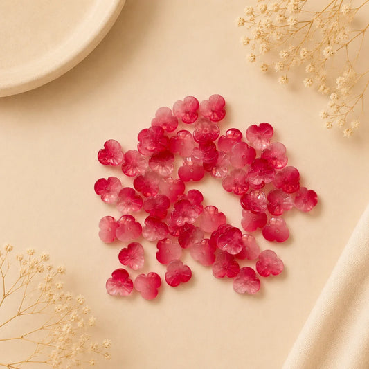 Gradient Three Petal Cherry Blossom Glass Beads