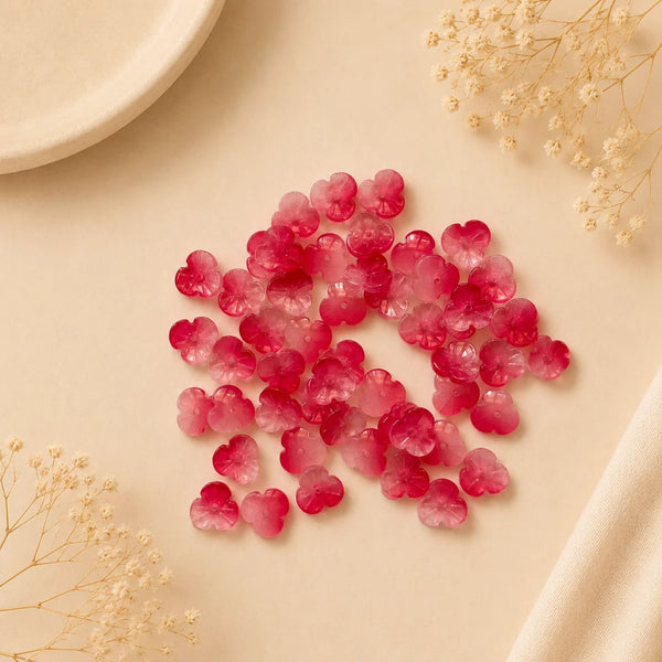 Gradient Three Petal Cherry Blossom Glass Beads