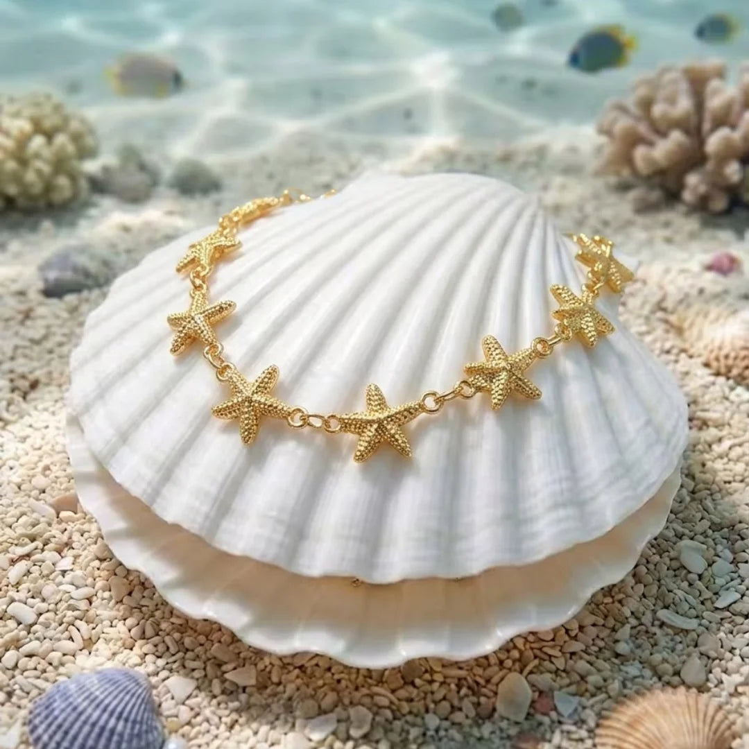 1 Ft Stainless Steel | 18K Gold Plated Starfish Connected Chain