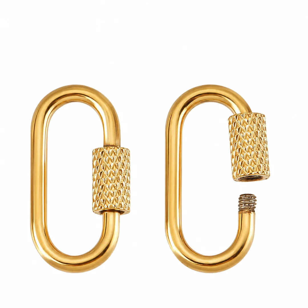 Stainless Steel | Oval Screw Locking Carabiner Clasps | 21 x 10 mm