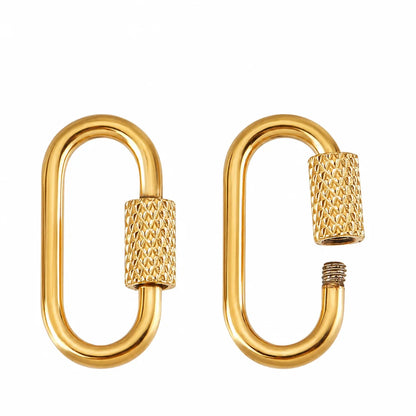 Stainless Steel | Oval Screw Locking Carabiner Clasps | 21 x 10 mm