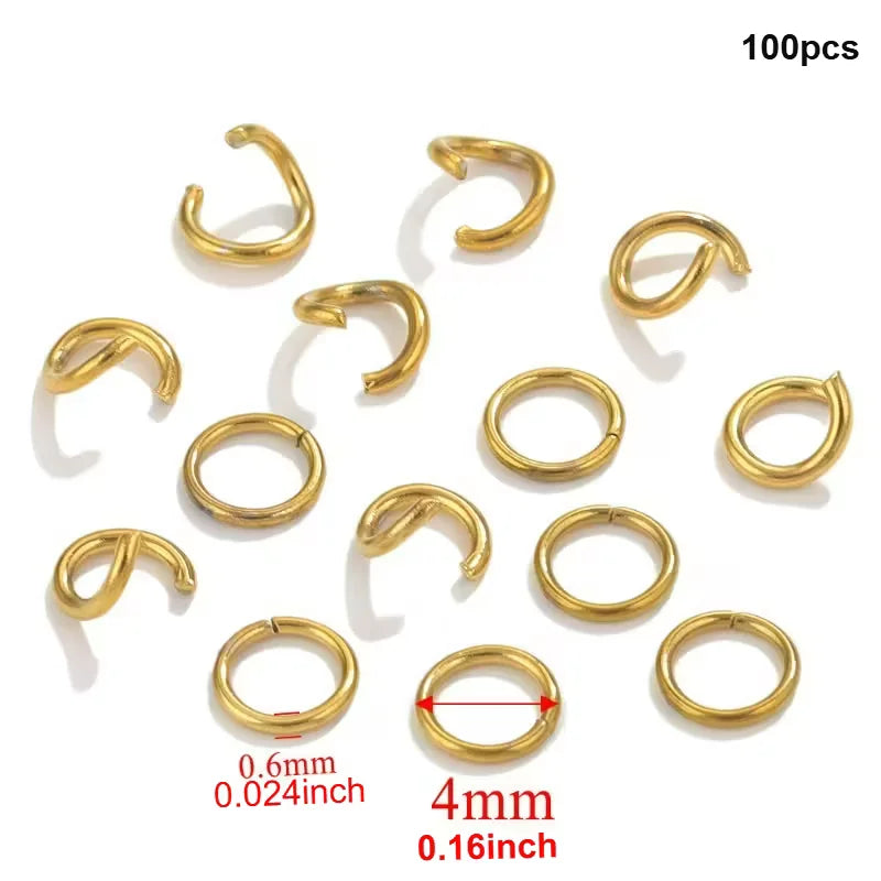Stainless Steel | 4mm | Antique Golden-Plated Round Jump Rings