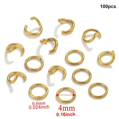 Stainless Steel | 4mm | Antique Golden-Plated Round Jump Rings
