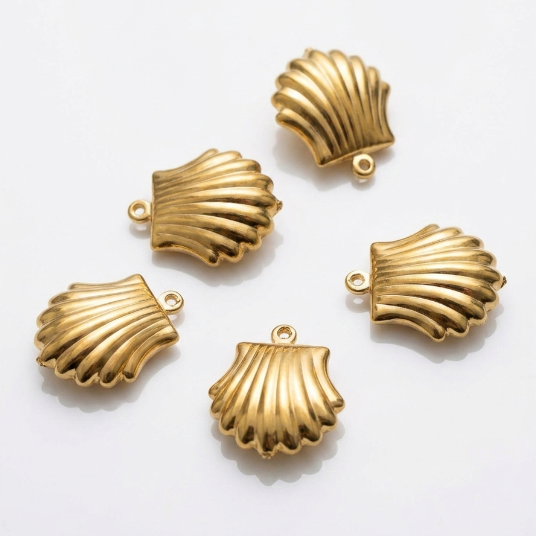 Stainless Steel | Hollow Ocean Seashell Charm | 20x16 mm