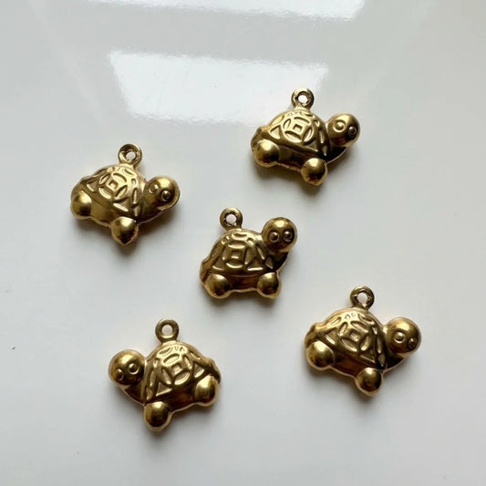 Stainless Steel | Gold Plated Turtle Charm | 14x13 mm