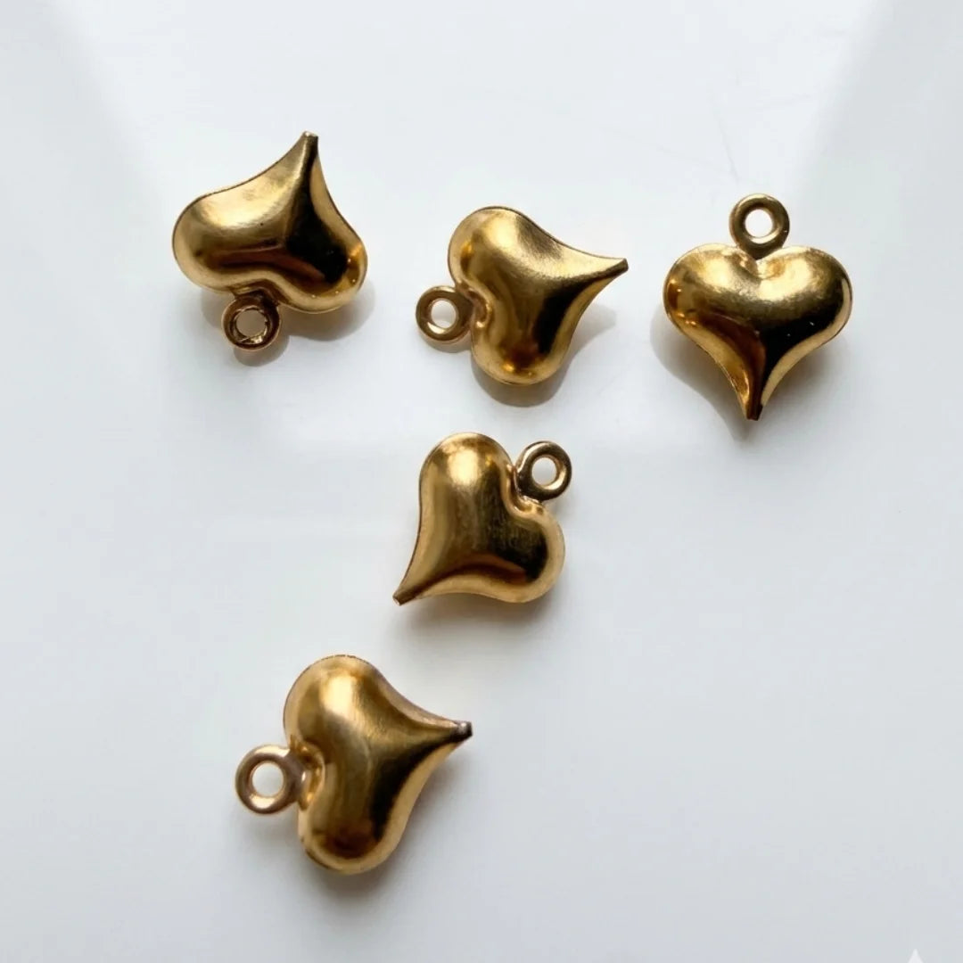 Stainless Steel | Gold Plated Heart Charm | 10x9 mm