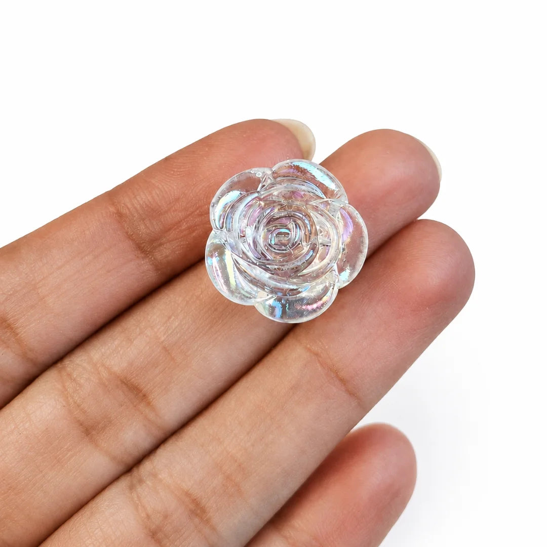 Iridescent Glass Rose Beads