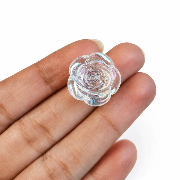 Iridescent Glass Rose Beads