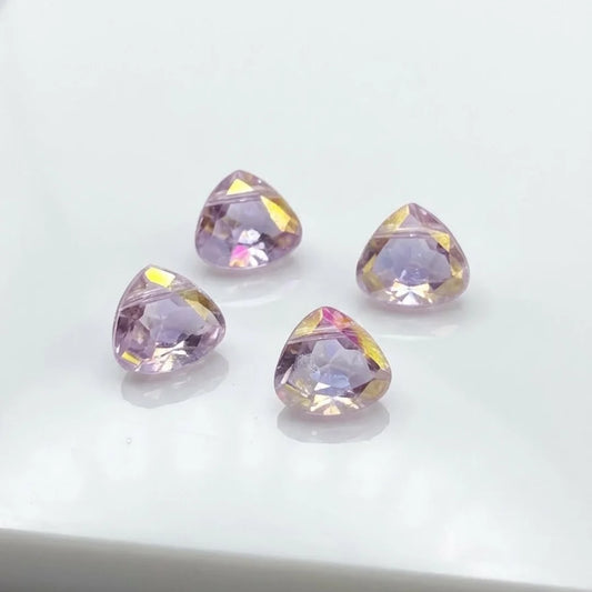Faceted Pink Drop Glass Beads | 1.2x0.6 cm