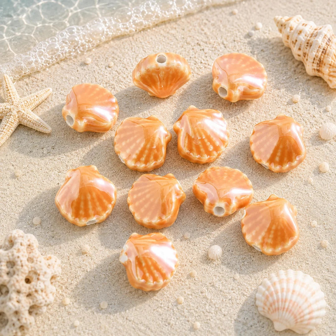 Multicolor Ceramic Shell Beads