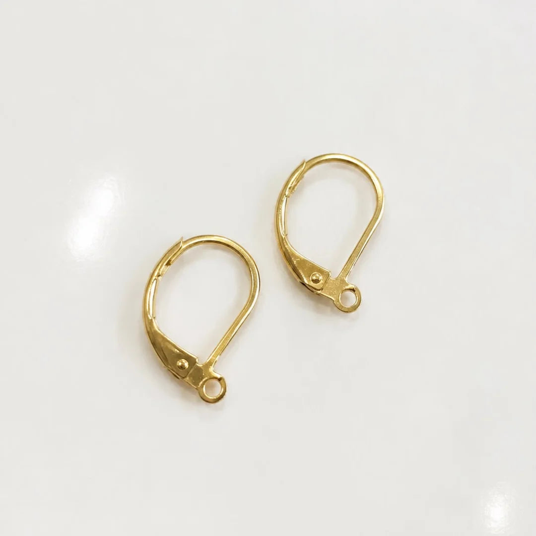 Stainless Steel | 18K Earring Hoop Leverback With Loop Findings | Pair of Earrings | 15x10 mm