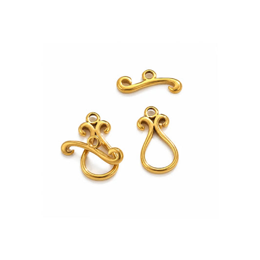 Stainless Steel | Gold Plated Teardrop Toggle Connector Clasp | 19mm (H) x 10mm(W)
