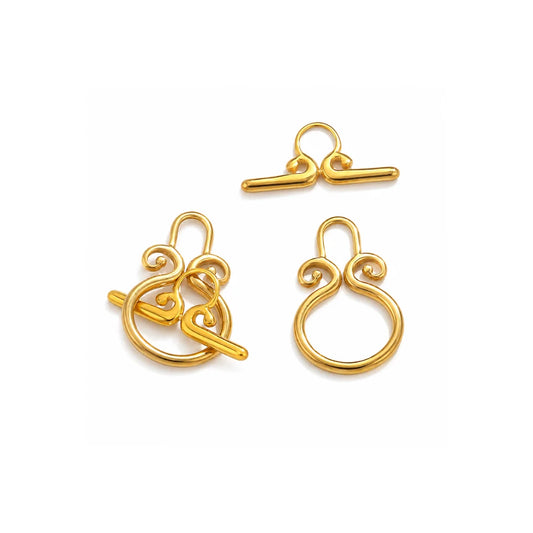Stainless Steel | Gold Plated Scroll Design Toggle Clasp | 24mm (H) x 15mm (W)
