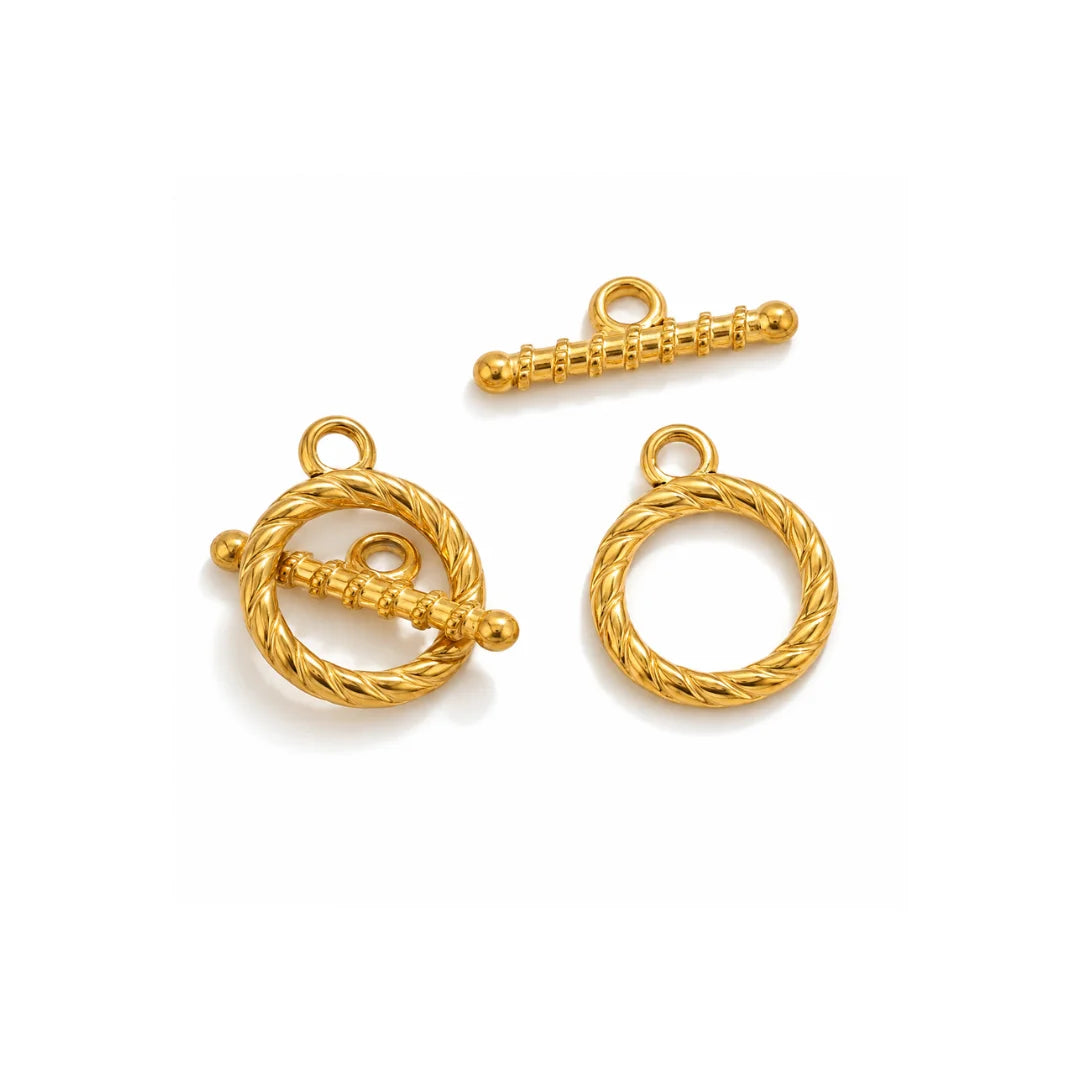 Stainless Steel | Gold Plated Snake Scale OT Toggle Clasps | 1.8 mm (H) x1.5 mm (W)