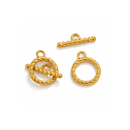 Stainless Steel | Gold Plated Snake Scale OT Toggle Clasps | 1.8 mm (H) x1.5 mm (W)